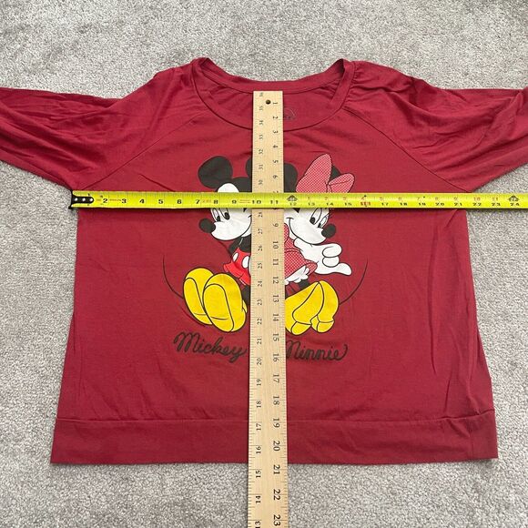 Disney Mickey Minnie Mouse Graphic T-Shirt Womens XXL Red Round Neck Casual Tee - Picture 6 of 9